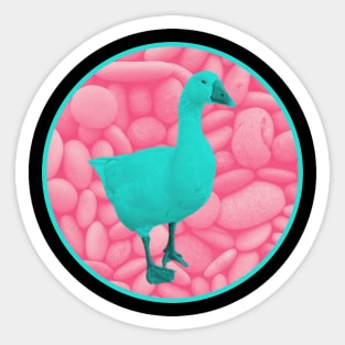 Mint green goose with rose blush pebbles Sticker